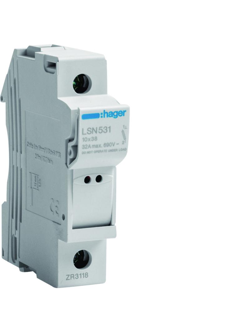 Rozłącznik bezpiecznikowy cylindryczny 1P 32A 10x38mm L38 LSN531 HAGER