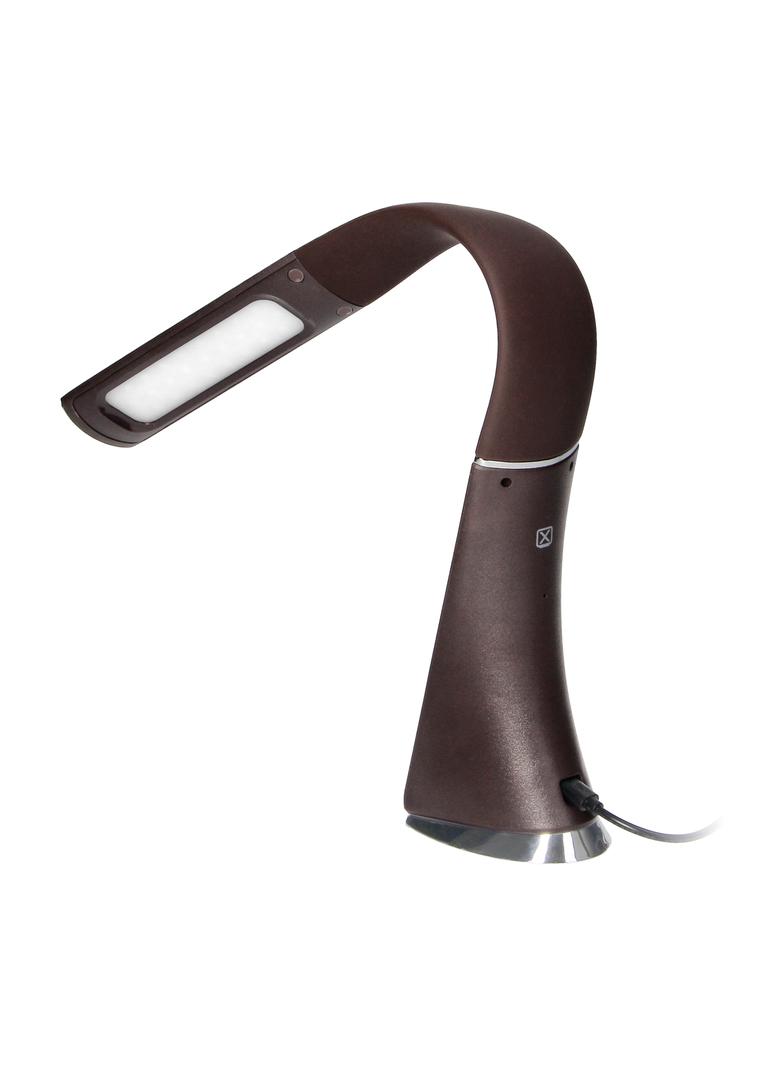 Lampka biurkowa DOLOMIT LED 4000K, 5W DIM z zegarem, imitacja skóry/chrom brązowa DL-12/BR ORNO
