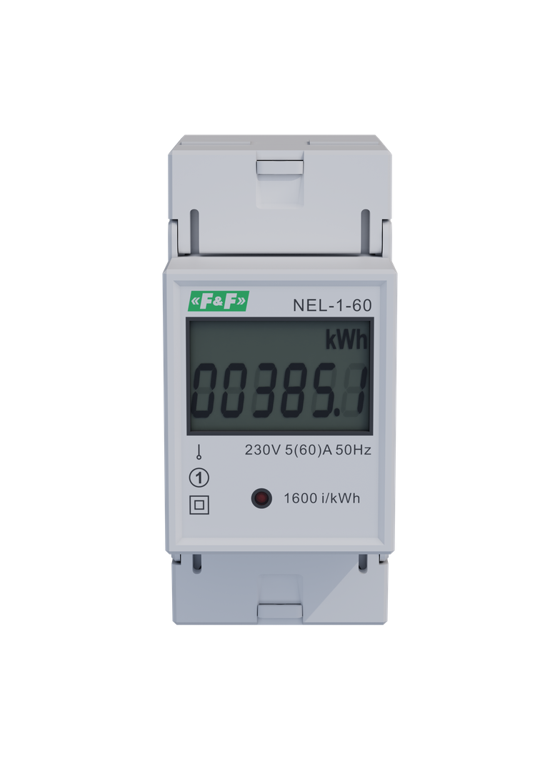 Wskaźnik zużycia energii elektrycznej 1-fazowy 230 VAC 60 A 2 moduły NEL-01-60 F&F