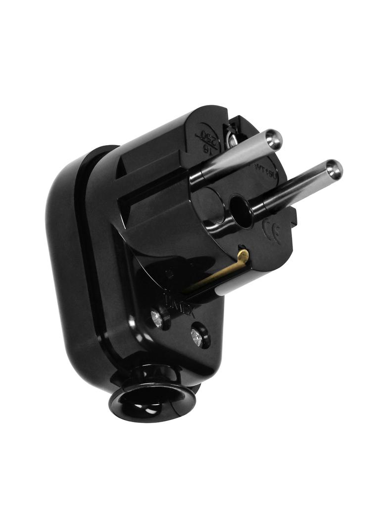 Wtyczka kątowa Uni-Schuko, 2P+Z , 16A, Czarna