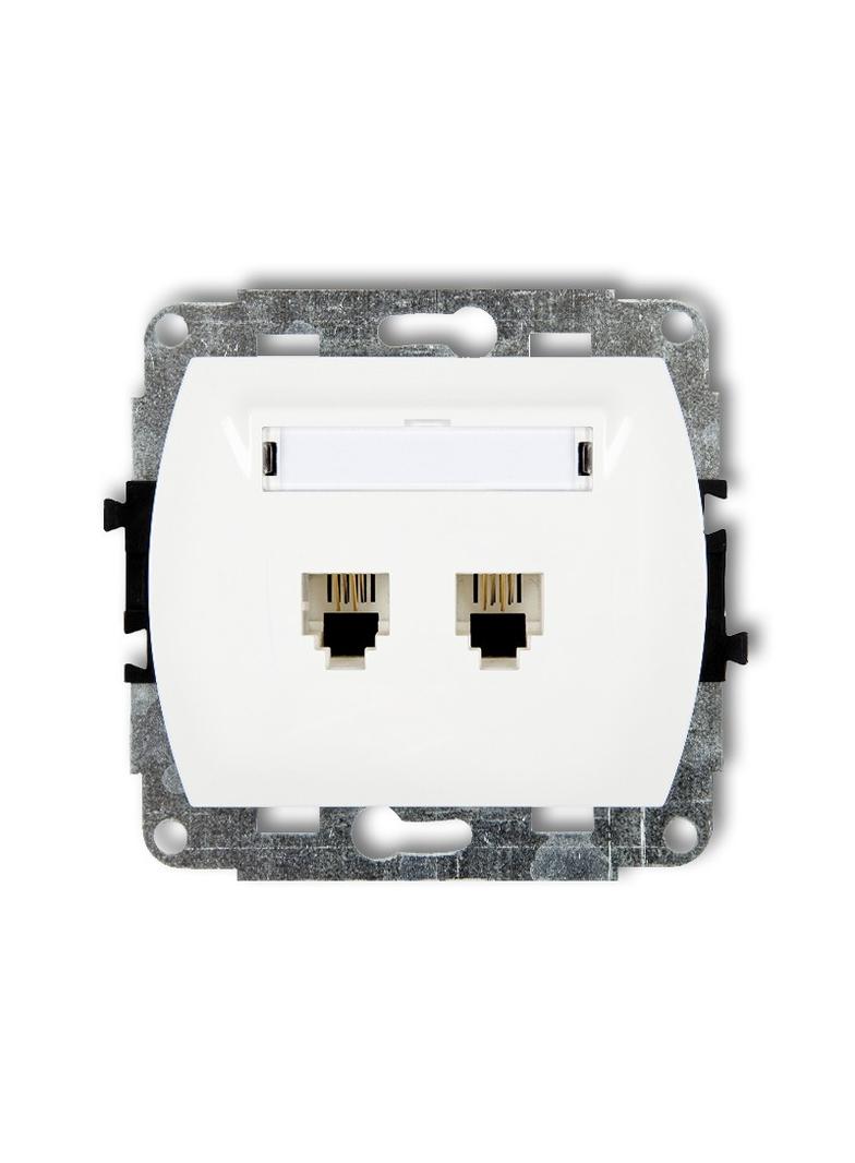 TREND Mechanizm gniazda telefonicznego podwójnego 2xRJ11, 4-stykowy biały