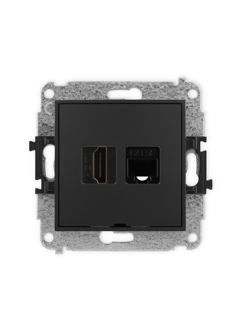 MINI Mechanizm gniazda pojedynczego HDMI 2.0 + gniazda komp. poj. 1xRJ45, kat. 5e, 8-stykowy, bez po