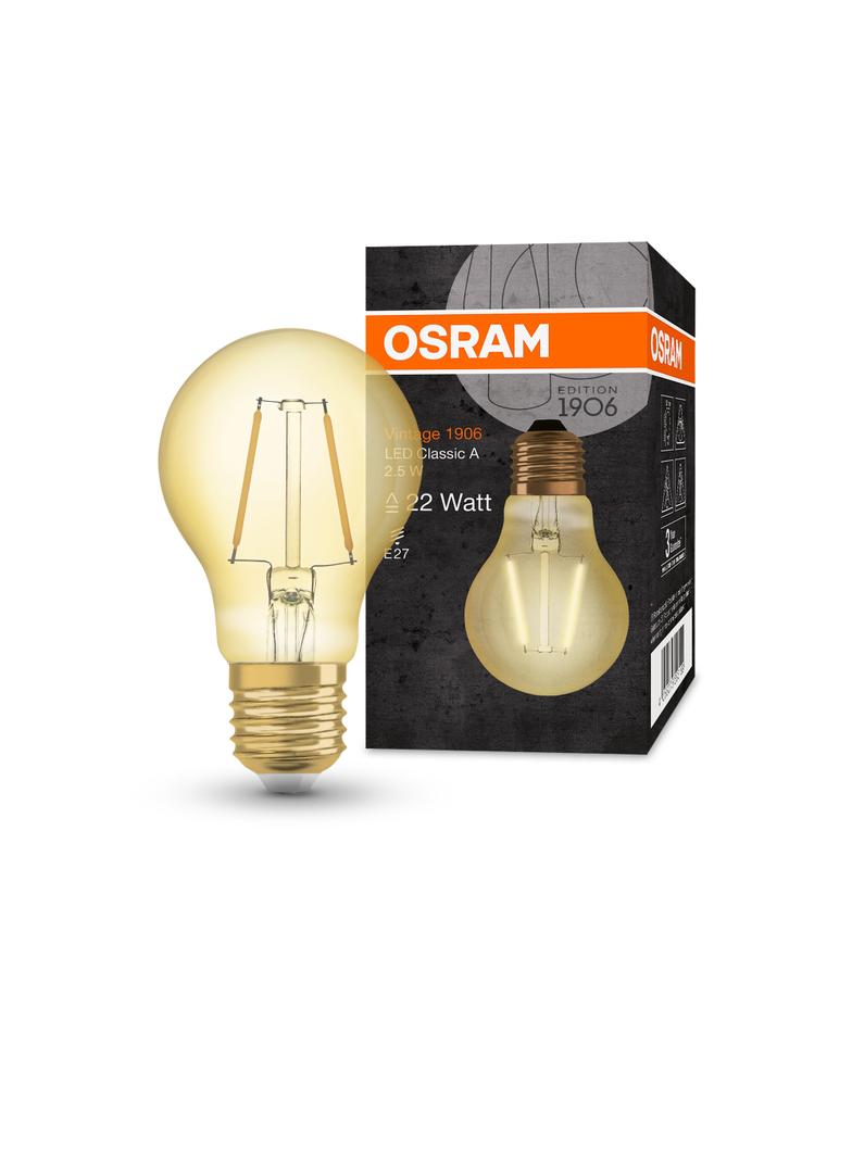 Żarówka LED Vintage 1906 LED CL A FIL GOLD 22 non-dim 2,5W/824 E27 4058075293199 LEDVANCE