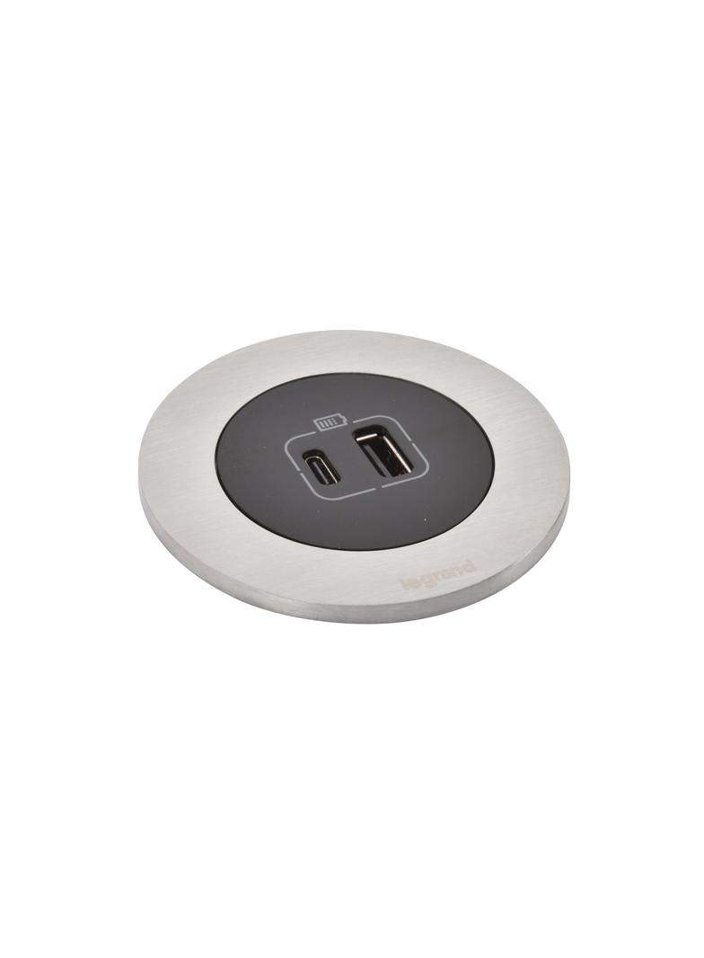 INCARA: DISQ 60 - USB A+C - 0,5 M WIELAND-METAL/CZARNY, Legrand