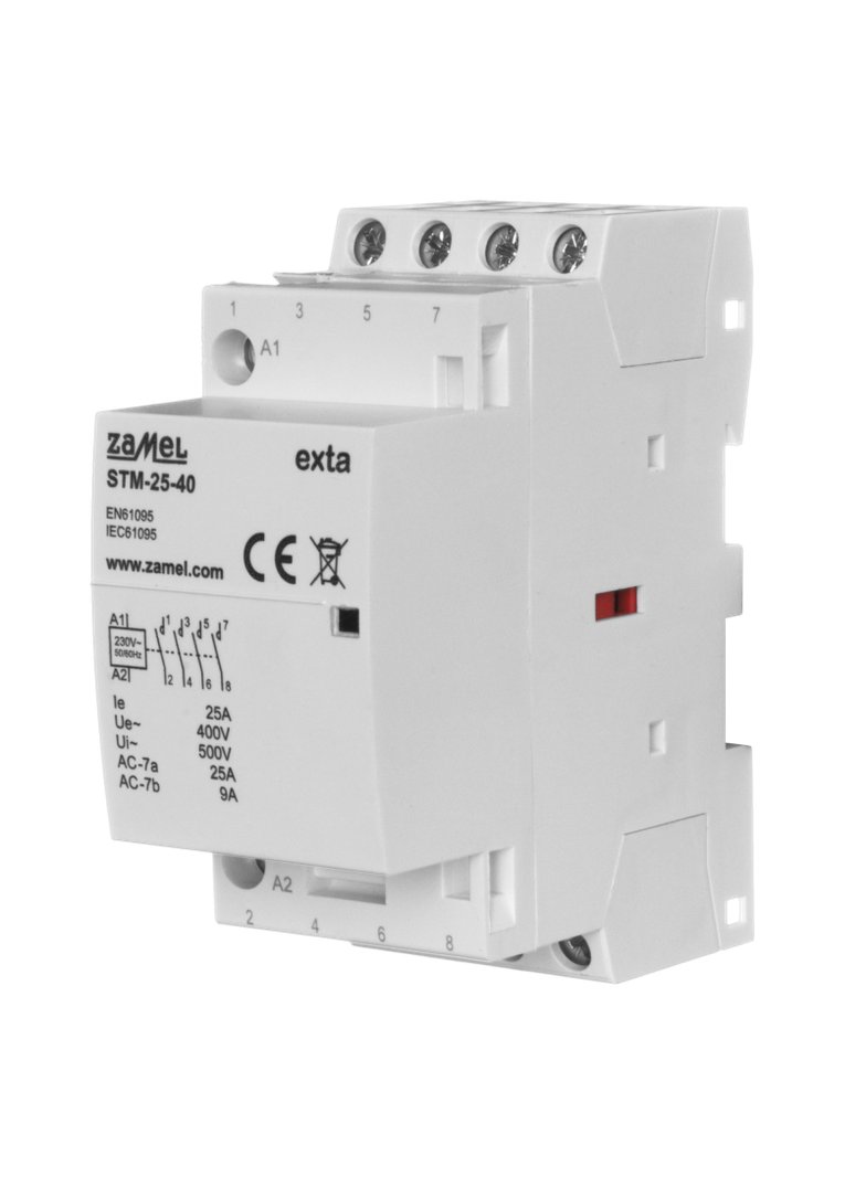 STYCZNIK MODUŁOWY INSTALACYJNY 25A, 4xNO, 230V AC, TYP: STM-25-40