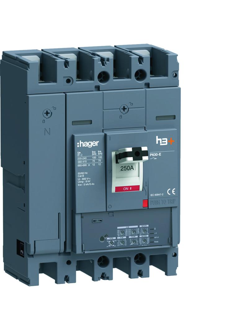 MCCB Wyłącznik mocy h3+ P630 LSI 4x250A 70kA HEW251JR HAGER