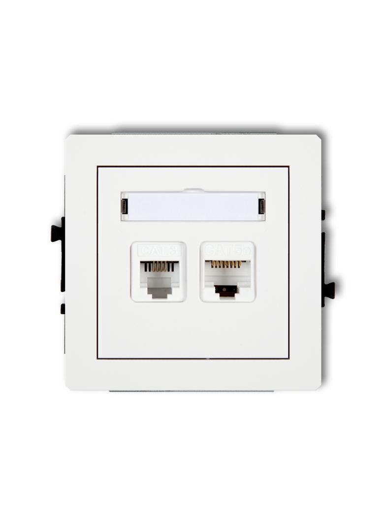DECO Mechanizm gniazda telefonicznego pojedynczego 1xRJ11 + komputerowego pojedynczego 1xRJ45, kat.