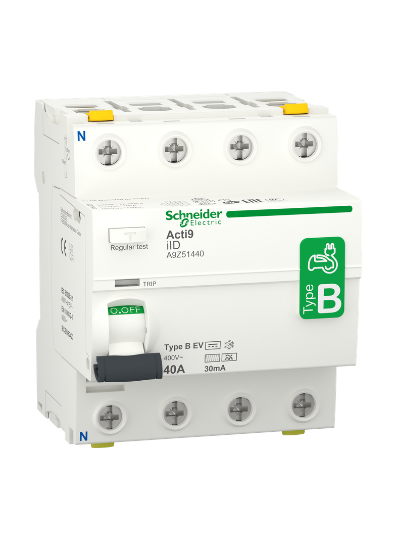 Wyłącznik różnicowoprądowy Acti9 iID-40-4-30-B-EV 40A 4-biegunowy 30mA typ B-EV