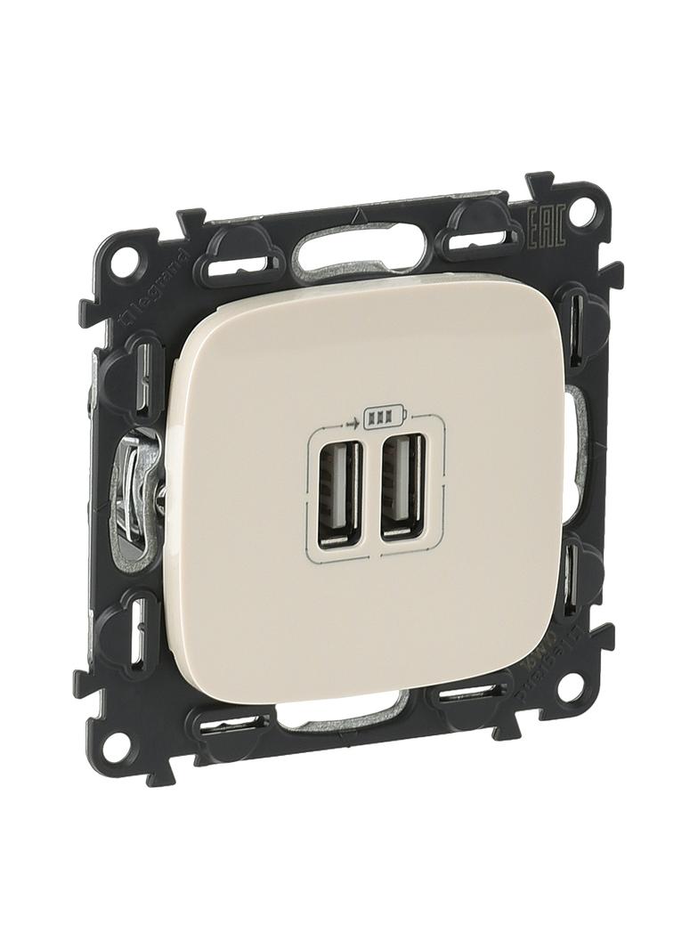 VALENA ALLURE - GNIAZDO ŁADOWANIA USB PODWÓJNE KREMOWE, Legrand