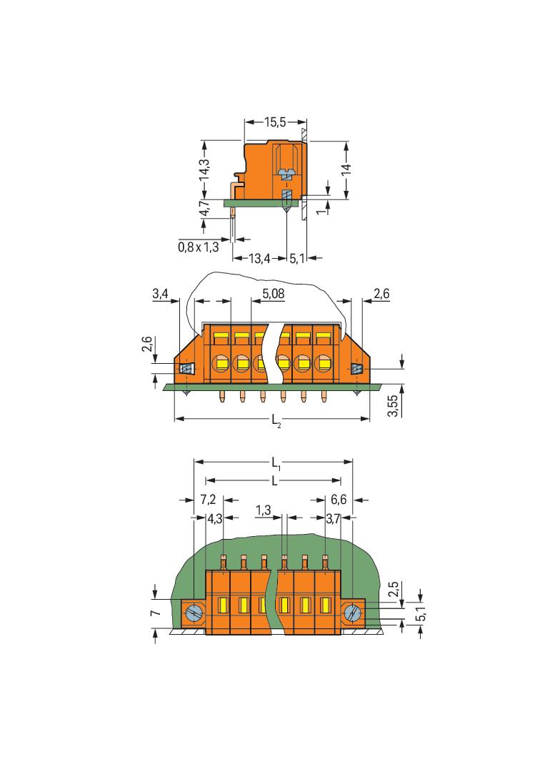 listwa zaciskowa przepustowa 9-bieg. pomarańczowa raster 5,08 mm