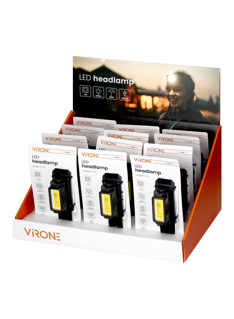 Latarka czołowa LED, 250lm, 500mAh, CCT, ruchoma głowica