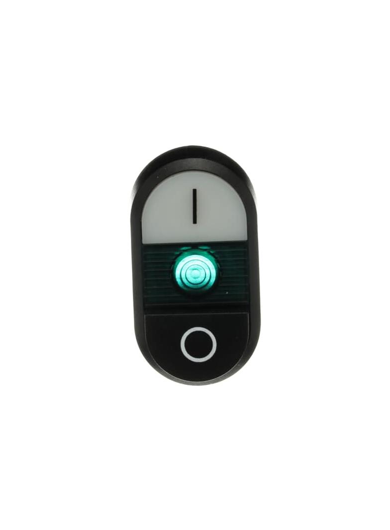 Przycisk podwójny I-0 zielone pole podświetlany MPD17-11G