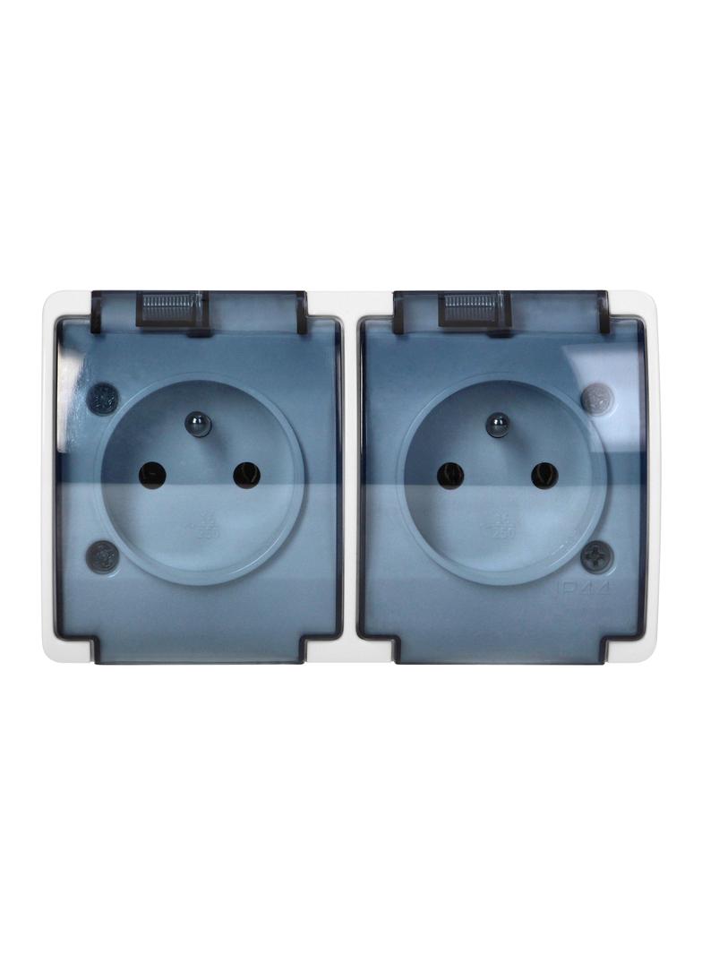 Gniazdo podwójne 2x2P+Z AQUATIC IP44 biały dymiony OR-OE-7106/WT ORNO