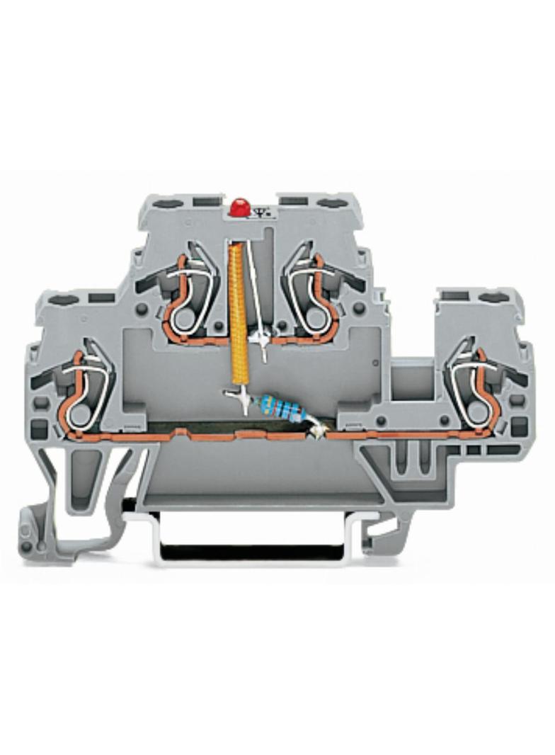 dwupiętrowa złączka z LED 2,5 mm2 szara