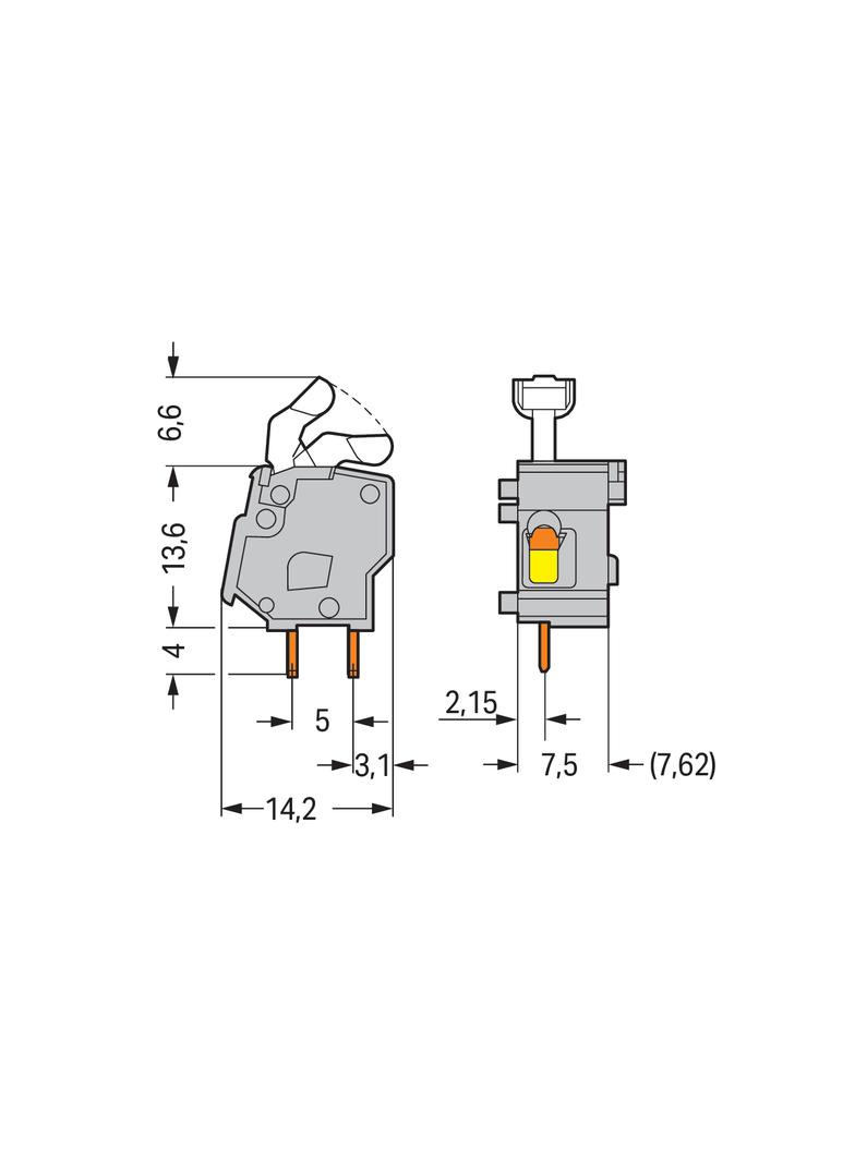 złączka do płytek drukowanych ciemnoszara raster 7,5/7,62 mm