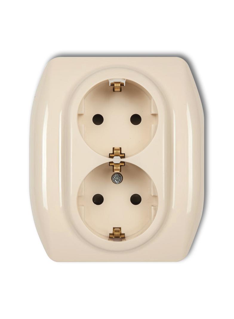 TREND Gniazdo podwójne z uziemieniem SCHUKO 2x(2P+Z) (przesłony torów prądowych) beżowy