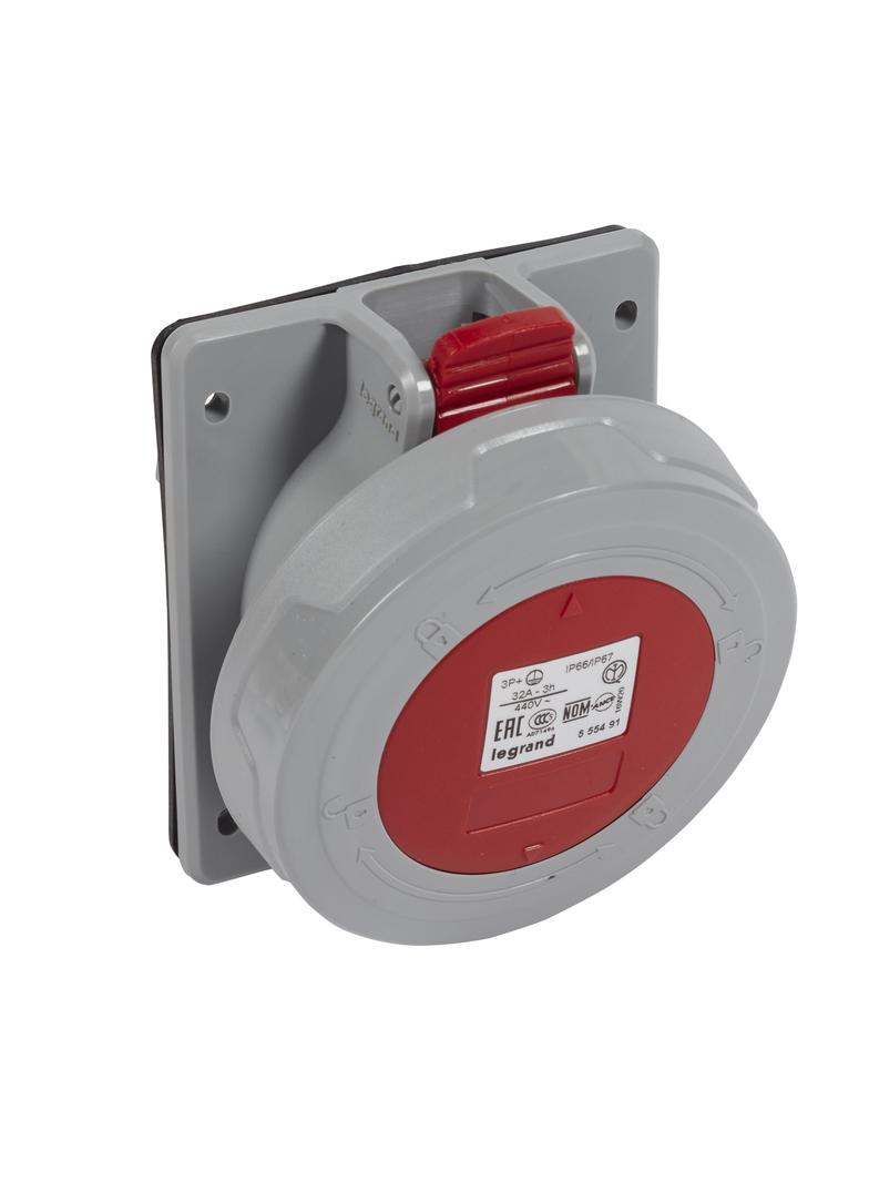 P17 TEMPRA PRO GNIAZDO TABLICOWE 32A 3P+Z 440V IP67 DLA KONTENERÓW CHŁODNICZYCH, Legrand