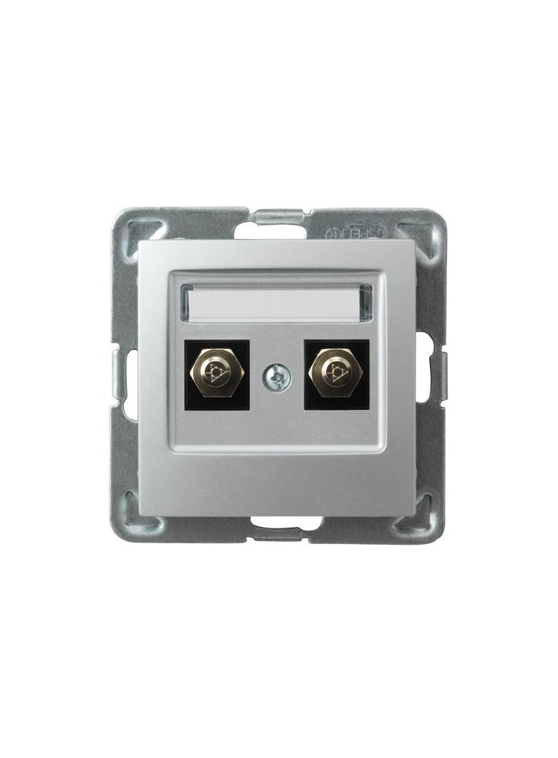 IMPRESJA Gniazdo ekwipotencjalne podwójne - kolor srebro