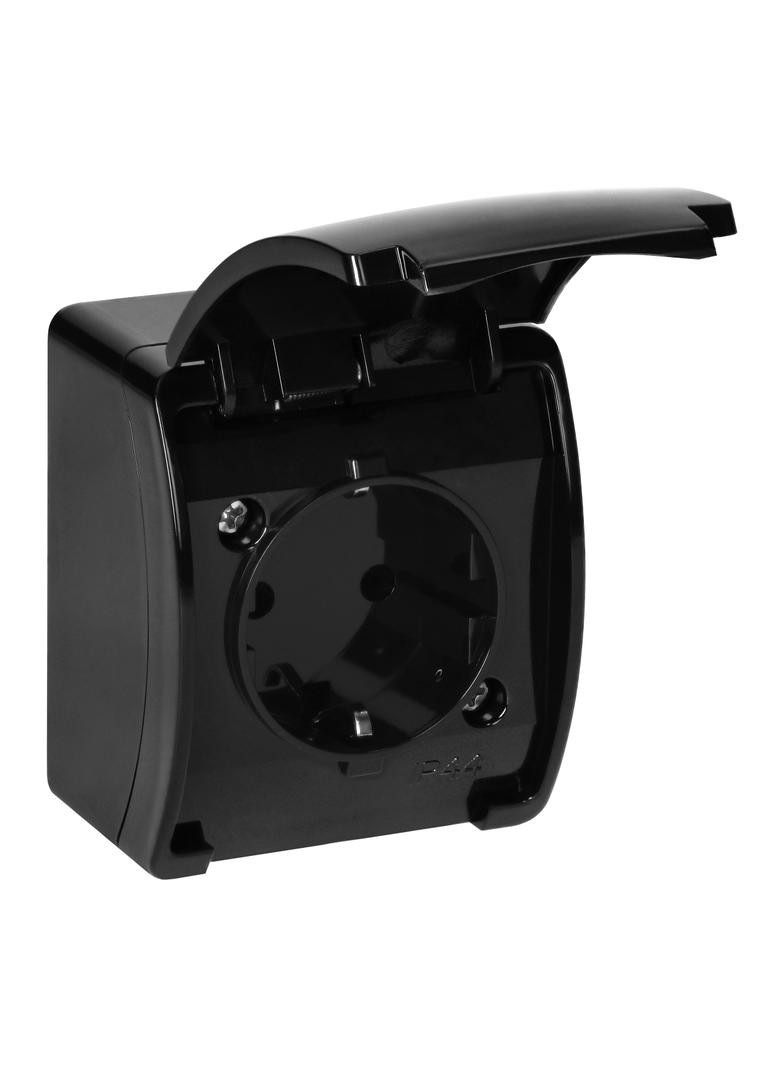 Gniazdo pojedyncze 2P+Z Schuko AQUATIC IP44 czarny OR-OE-7105(GS)/B ORNO