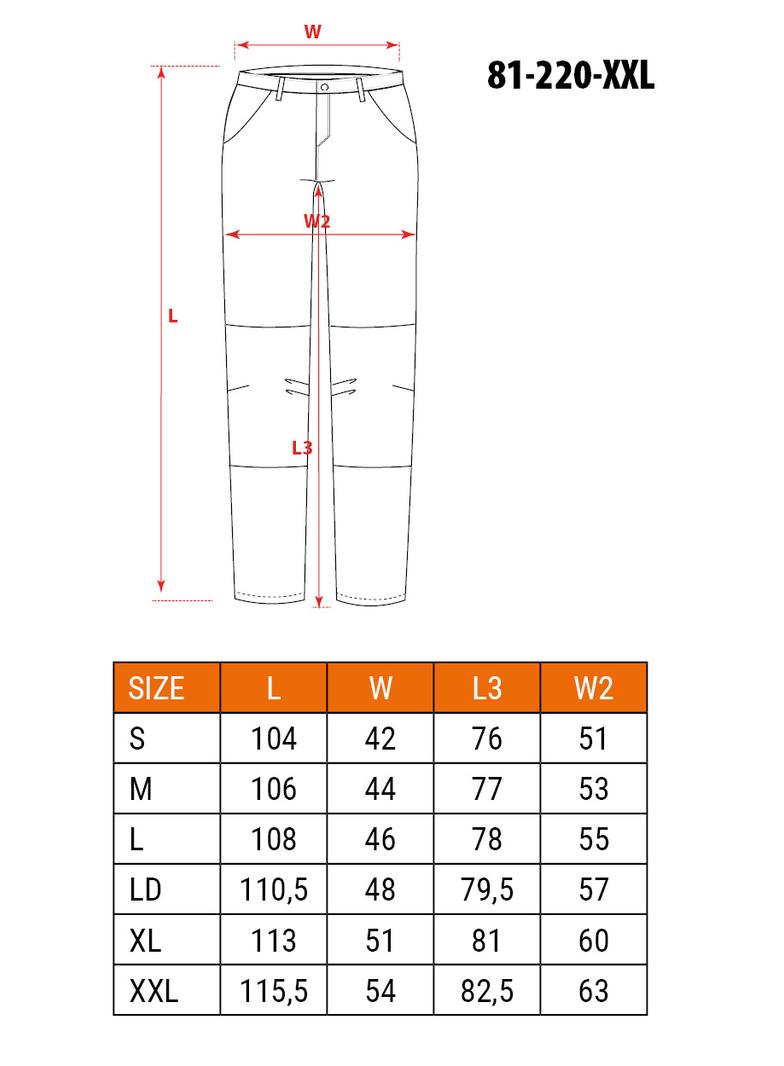 Spodnie robocze, rozmiar XXL/58