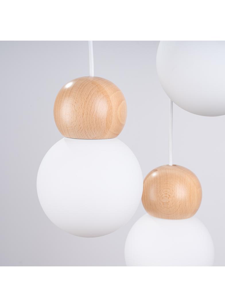 Lampa wisząca PEKKA 3P biała/naturalne drewno