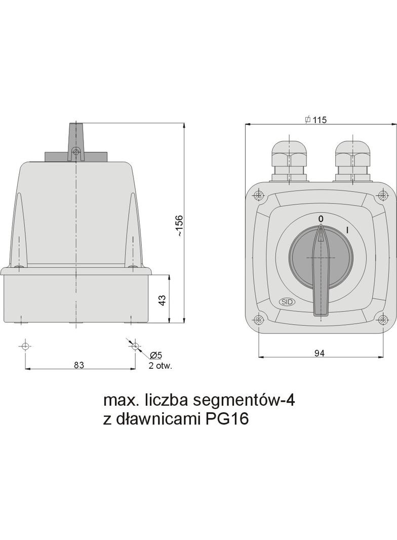 ŁK 63-13 Włącz-wyłącz  0-I IP-44
