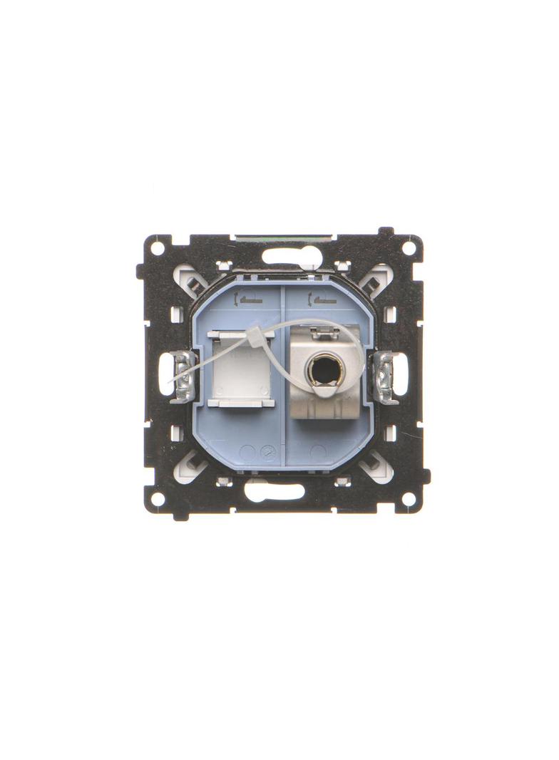 Simon 55 Gniazdo komputerowe pojedyncze RJ45 kategoria 6 ekranowane z przesłoną przeciwkurzową Aluminium mat T61E.01/143 KONTAKT