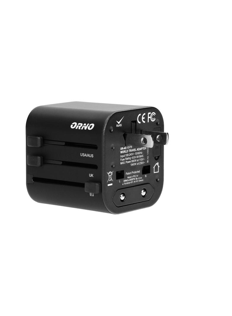 GOworld uniwersalny adapter podróżny do ponad 200 krajów świata, 100-240V, 8A TA-1 ORNO