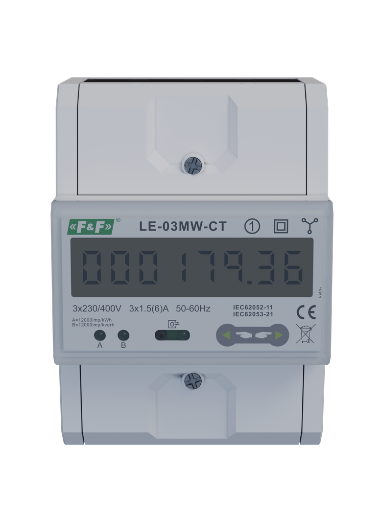 Dwutaryfowy licznik energii elektrycznej 3-fazowy 2-kierunkowy z Modbus RTU do pomairu półpośredniego LE-03MW-CT F&F