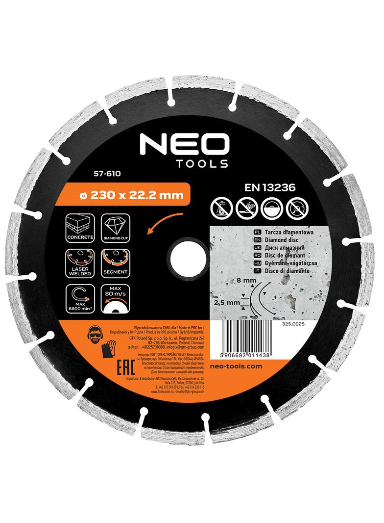 Tarcza diamentowa 230 x 22.2 mm, segmentowa, spawana laserowo