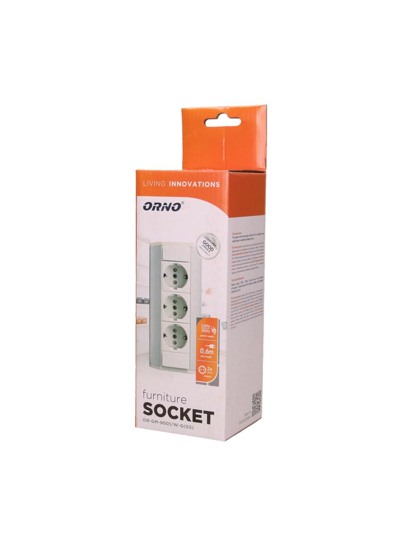 Gniazdo meblowe 3x2P+Z, schuko, biało-srebrne OR-GM-9001/W-G(GS) ORNO