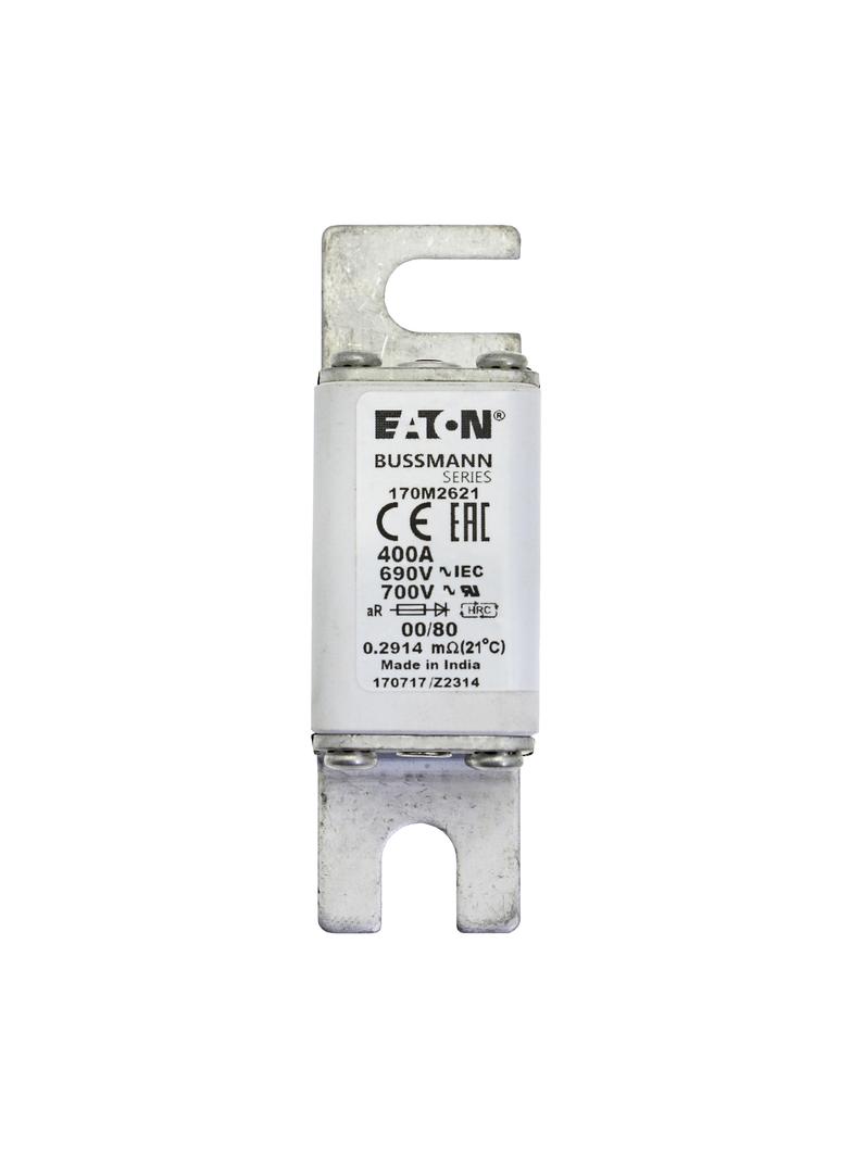 400A 690V aR 00/80 SQ. BODY IND. FUSE Wkładka szybka 400A AC 690V DIN 00 30x51x100 mm aR, 170M2621 E