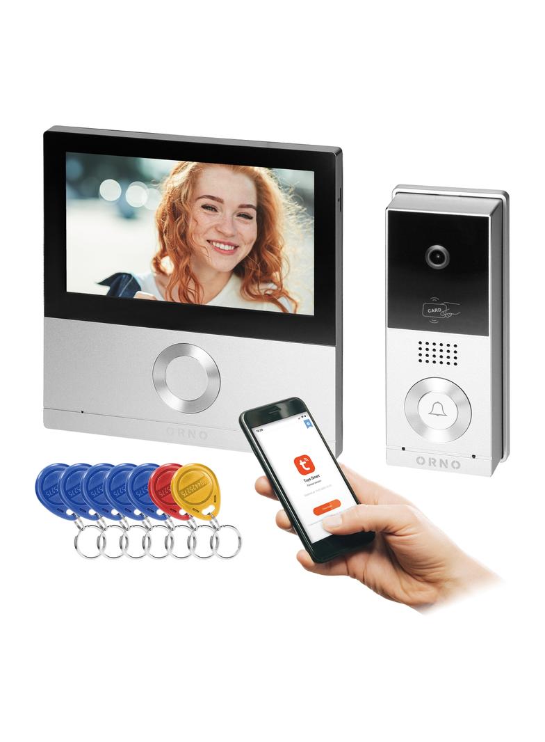 TALOS, zestaw wideodomofonowy jednorodzinny, 4-żyłowy, LCD 7", dotykowy, z gniazdem na kartę pamięci