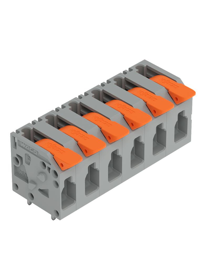 Złączka do płytek drukowanych dźwignia 4mm2 RM 7,5mm 6-bieg szara /45szt./ 2604-1306 WAGO