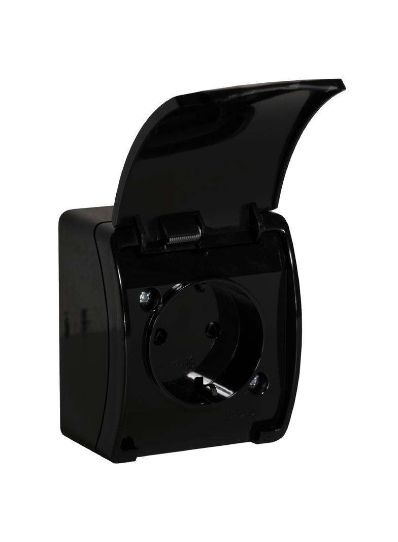 Gniazdo pojedyncze Schuko AQUATIC IP44 czarny 10 szt. OR-OE-7105(GS)/B/10 ORNO