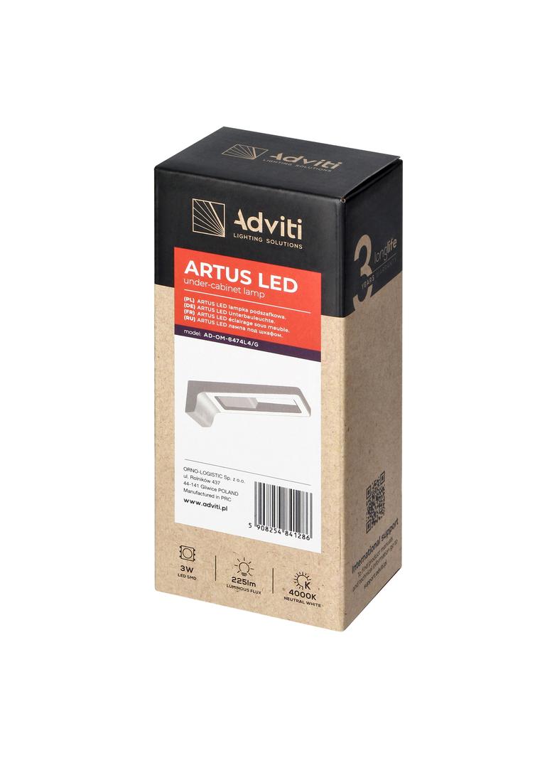 ARTUS lampka podszafkowa LED 3W, 225lm, 4000K, szara
