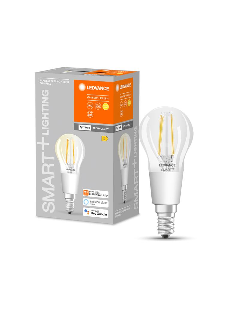 Żarówka LED E14 P40 4W = 40W 2700K Ciepła 470lm 300° Filament SMART+ WIFI Ściemnialna 4058075609778 LEDVANCE