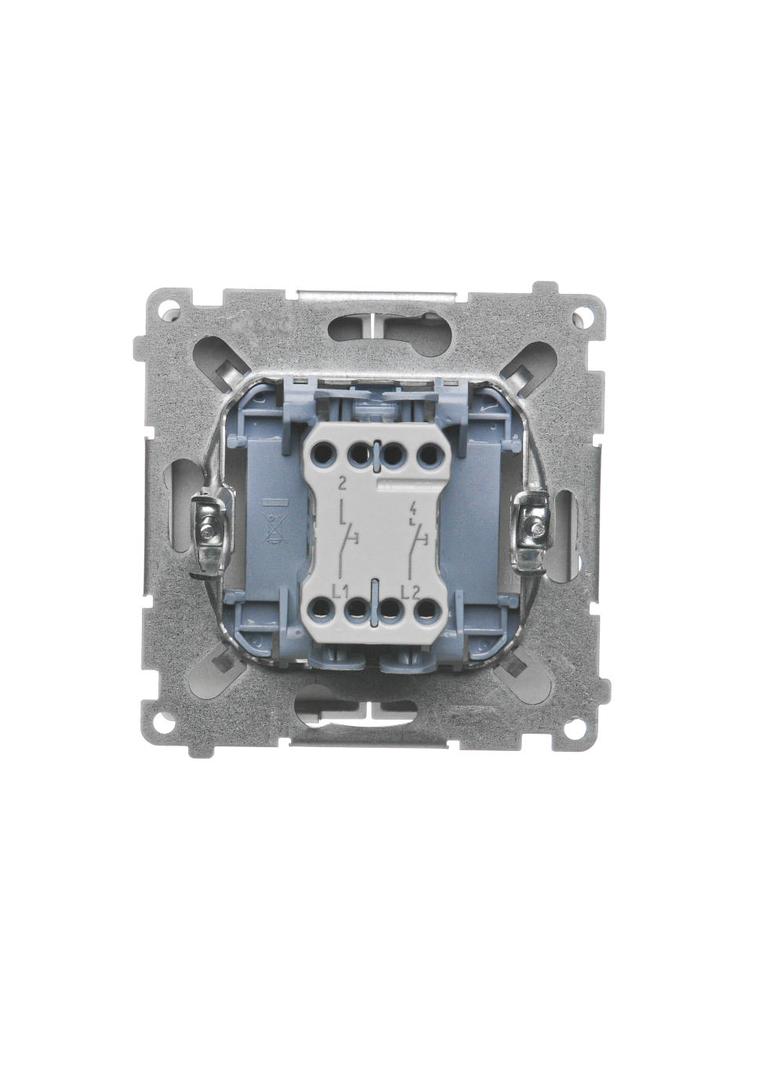 Simon Basic Przycisk podwójny zwierny dwuobwodowy: 2 wejścia 2 wyjścia 16A szybkozłączka satynowy