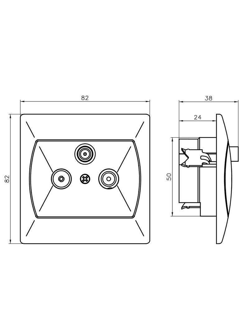 AKCENT Gniazdo RTV-SAT końcowe - kolor beżowy