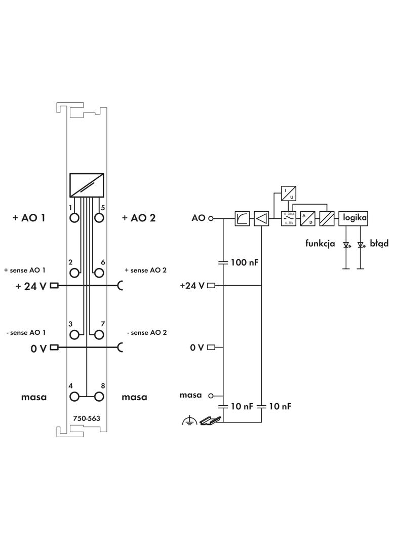moduł 2AO 0/4-20mA / 6-18V DC 16bit WAGO