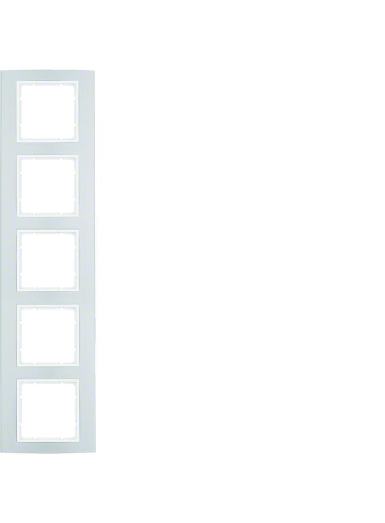 BERKER B.3 Ramka pięciokrotna aluminium/biała 10153904 HAGER