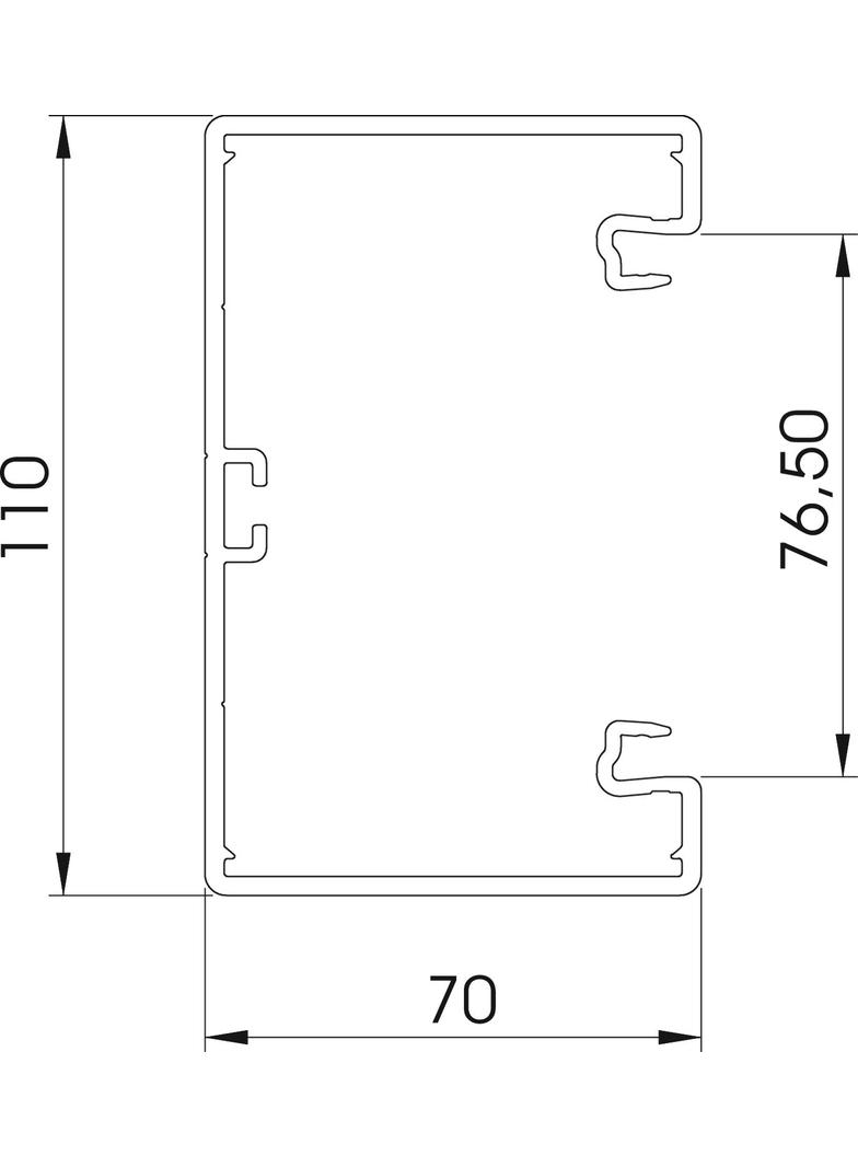 GK-70110GR, Kanał podparapetowy 70X110 SZ.
