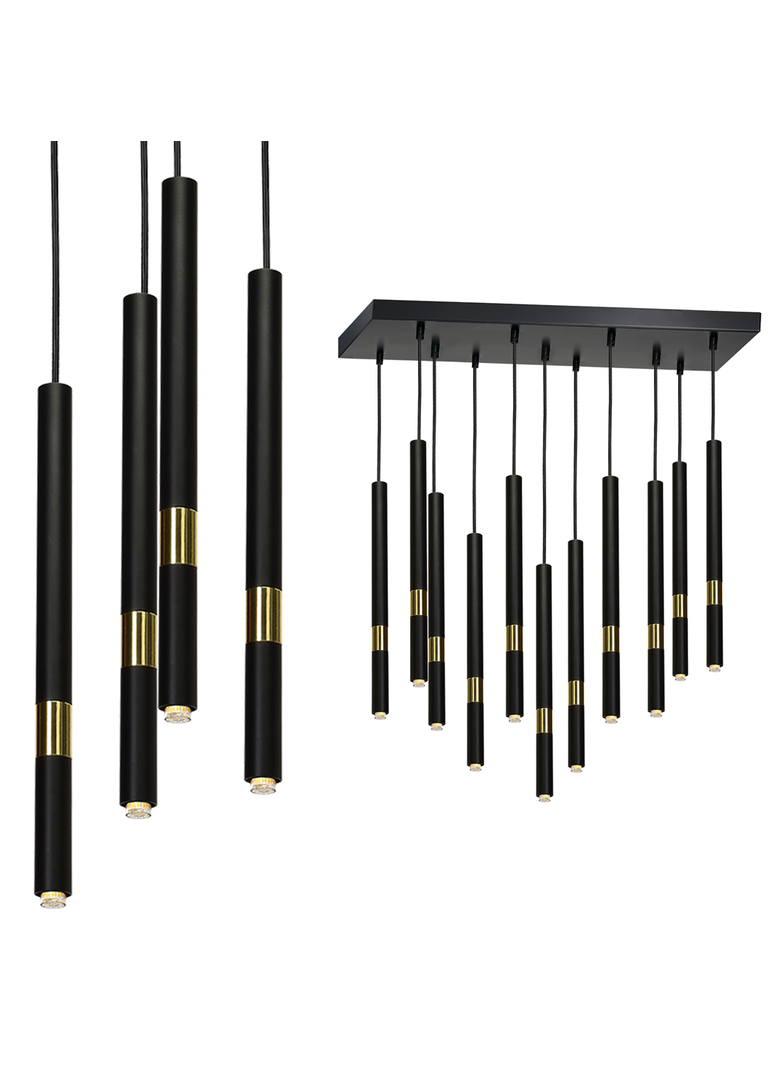 MILAGRO Lampa wisząca MONZA BLACK/GOLD 11xG9 8W