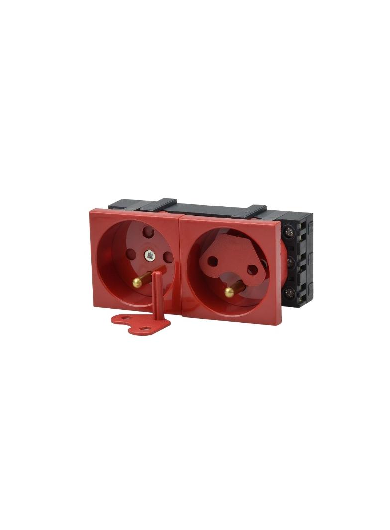 Gniazdo elektryczne z blokadą 2x230V, czerwone, z kluczami Partners WP45X4572 C&C