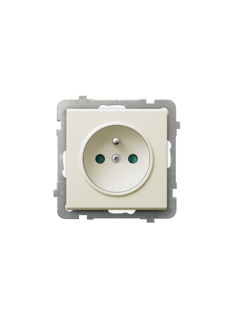 SONATA Gniazdo pojedyncze z uziemieniem z przesłonami torów prądowych - kolor ecru