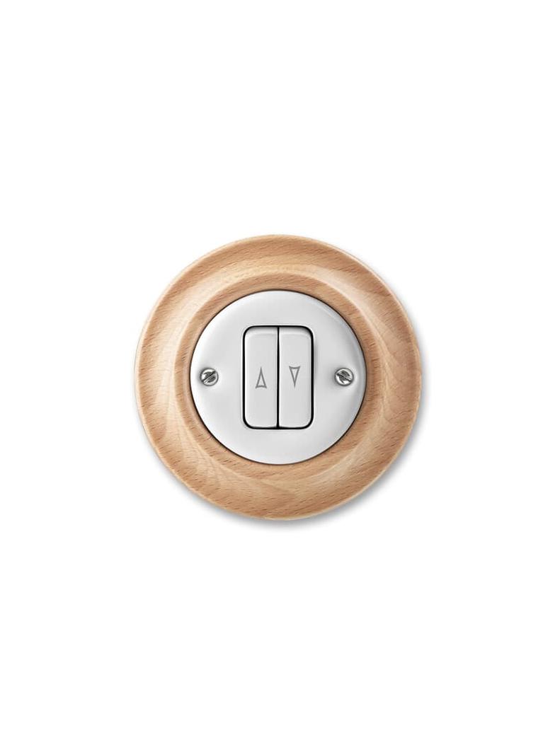 DECENTO Przycisk zwierny żaluzjowy Bezśrubowe podłączanie przewodów biały/buk naturalny