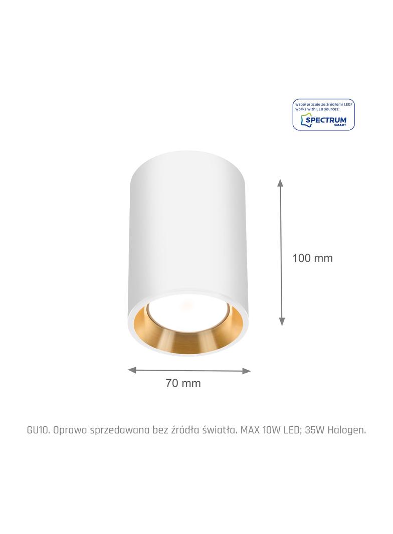 CHLOE MINI GU10 IP20 okrągłakorpus biały, środek złoty, obwódka biała