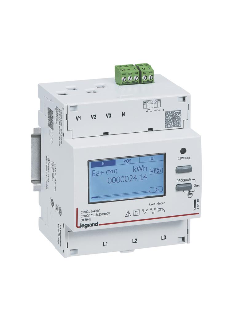 LICZNIK ENERGII POMIAR PRZEZ PRZEKŁADNIKI CT, 3 FAZOWY 5 A Z WYJŚCIEM IMPULSOWYM, Legrand