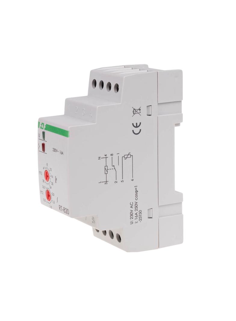 Regulator temperatury - zakres temperatur 4-30stC bez sondy montaz na szynie DIN styk: 1Z/R 230V AC RT-820B F&F