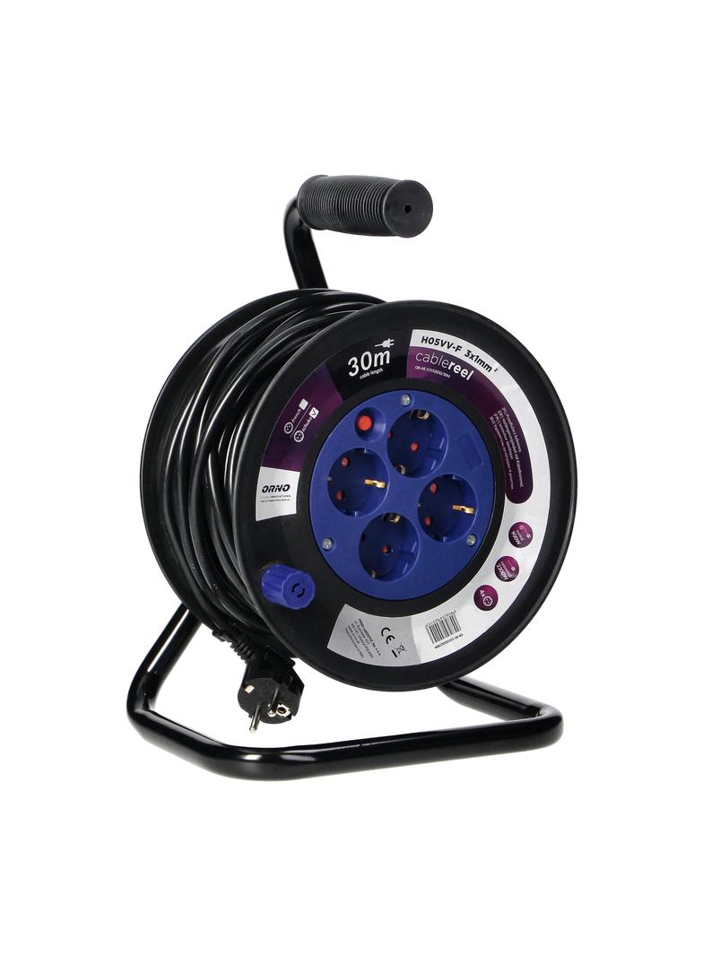 Przedłużacz bębnowy 4 gniazda (Schuko) kabel PVC H05VV-F 3x1.0mm2 długość - 30m Termik Prz OR-AE-131